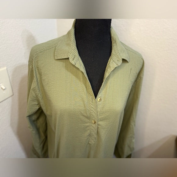 Southern Tide Popover‎ Seersucker Button Up Green T-Shirt Dress- Size Medium - Picture 4 of 12